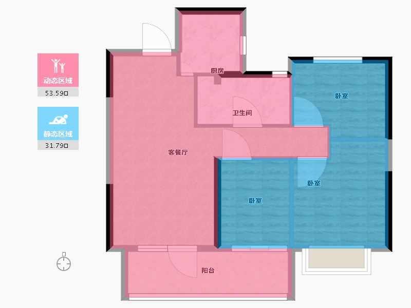 湖北省-黄石市-黄石当代满堂悦MOMΛ-77.01-户型库-动静分区