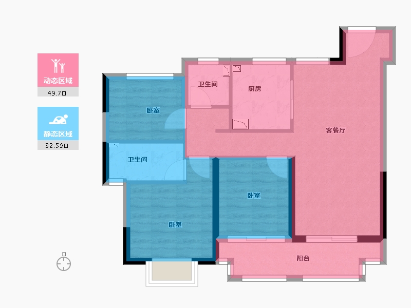 湖北省-襄阳市-新力弘阳公园1873-72.96-户型库-动静分区