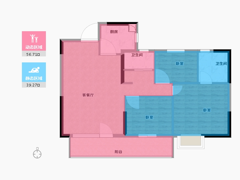 湖北省-黄石市-黄石当代满堂悦MOMΛ-87.00-户型库-动静分区