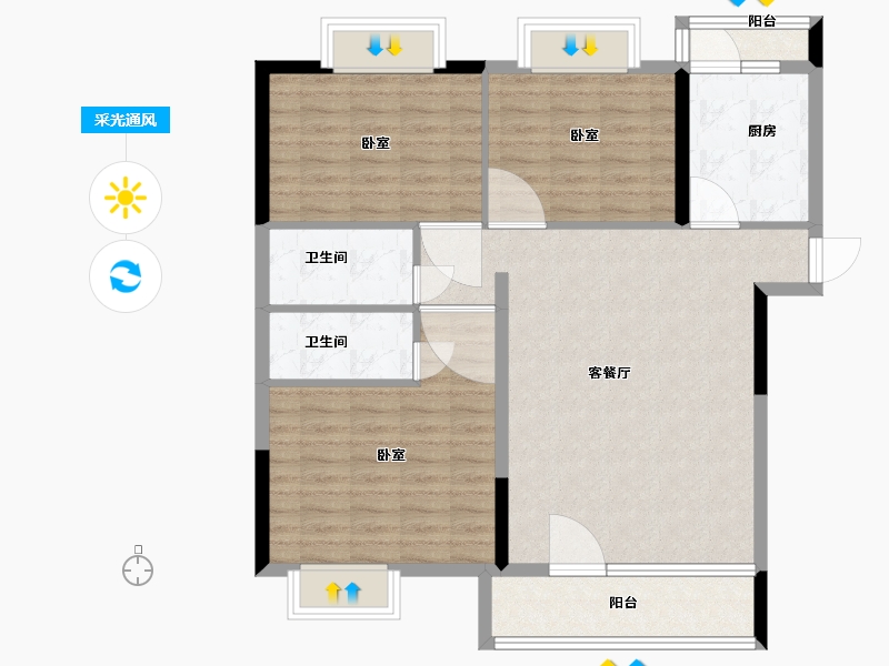 湖北省-黄石市-黄石当代满堂悦MOMΛ-99.00-户型库-采光通风