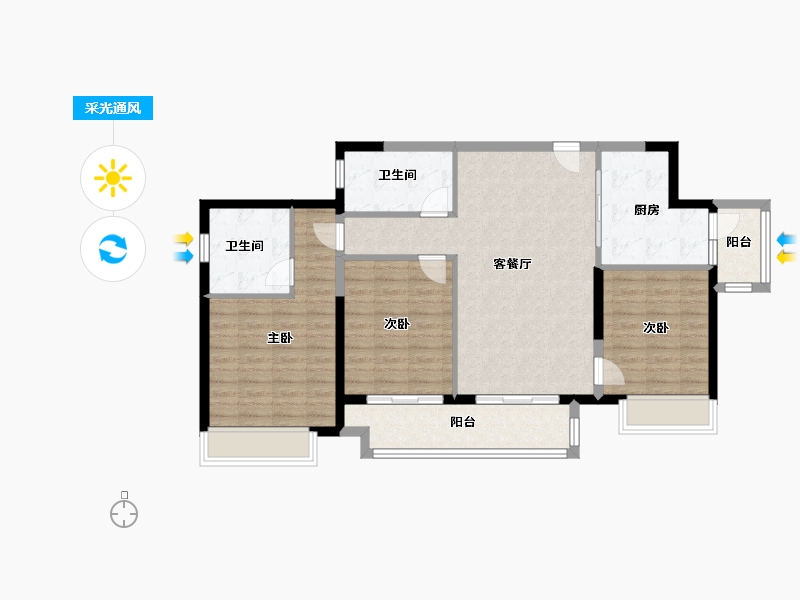 湖南省-长沙市-湖山赋-100.00-户型库-采光通风