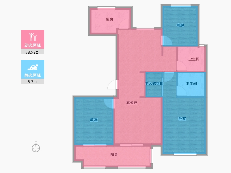 山东省-潍坊市-恒信绿城·百合花园-95.97-户型库-动静分区