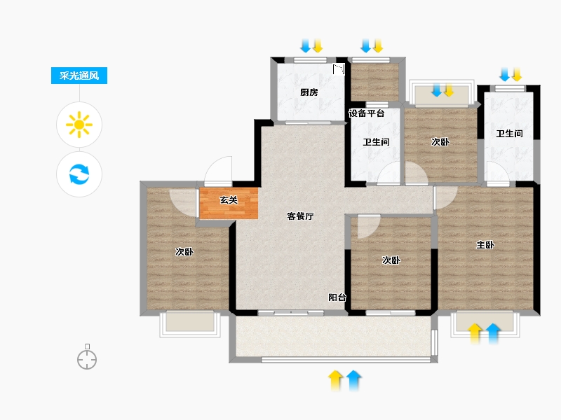 江苏省-常州市-牡丹和府住宅-121.77-户型库-采光通风