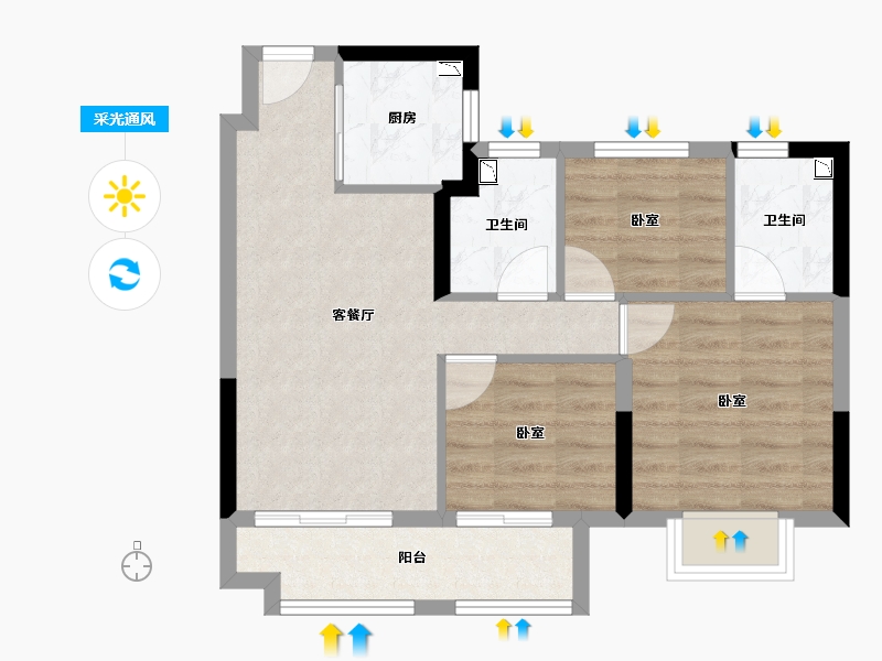 湖北省-襄阳市-新力弘阳公园1873-60.17-户型库-采光通风