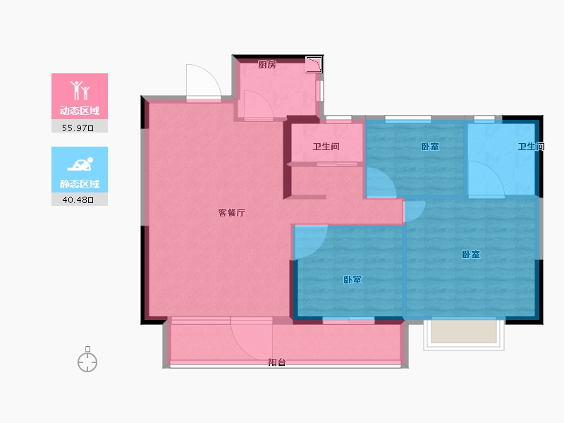 湖北省-黄石市-黄石当代满堂悦MOMΛ-87.00-户型库-动静分区