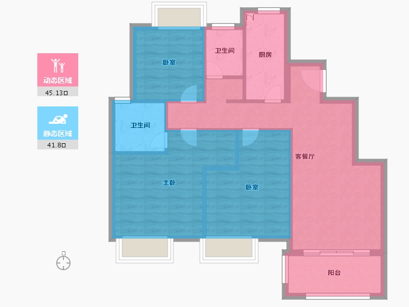 福建省-厦门市-招商兰溪谷-78.00-户型库-动静分区