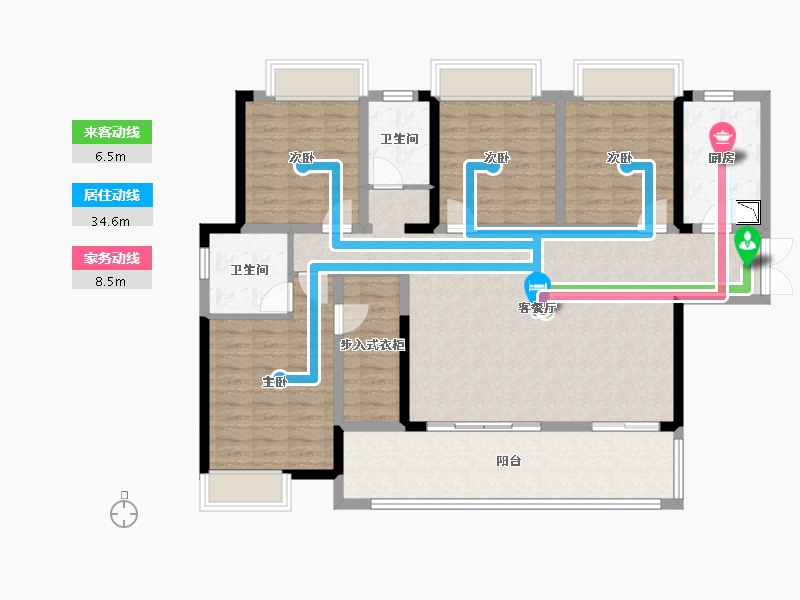 重庆-重庆市-中建龙玺台-126.41-户型库-动静线