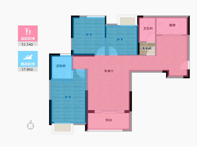 湖北省-黄冈市-力高·天悦府-82.17-户型库-动静分区