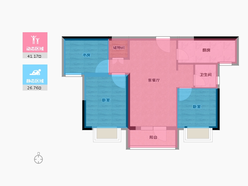 湖北省-荆州市-当代满堂悦ΜΟΜΛ-60.20-户型库-动静分区