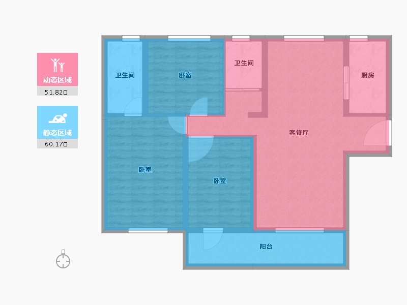 湖北省-黄冈市-碧桂园黄冈之星-100.09-户型库-动静分区