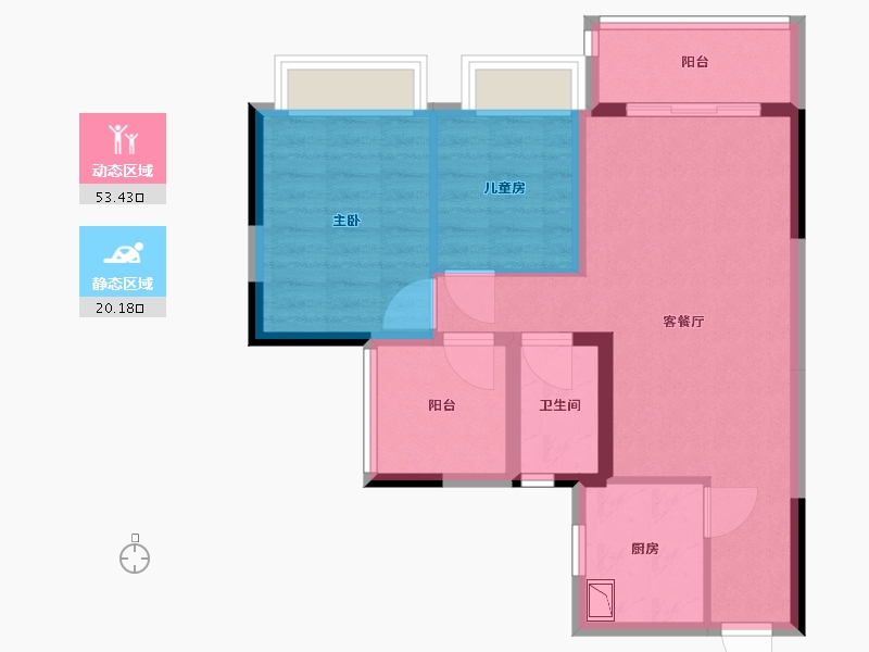 广东省-广州市-碧桂园印象花城-65.00-户型库-动静分区