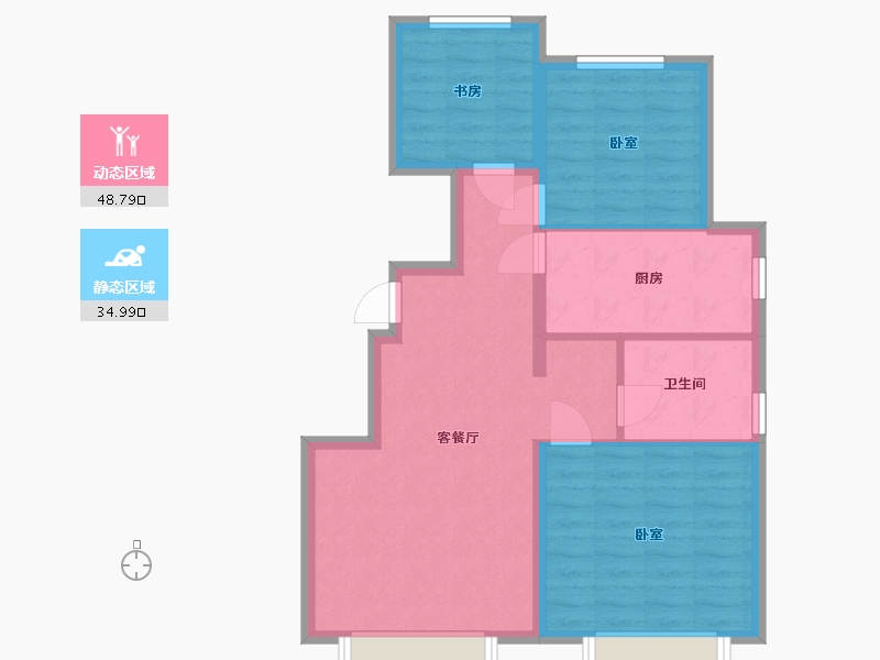 山东省-烟台市-盈科花溪径-75.30-户型库-动静分区