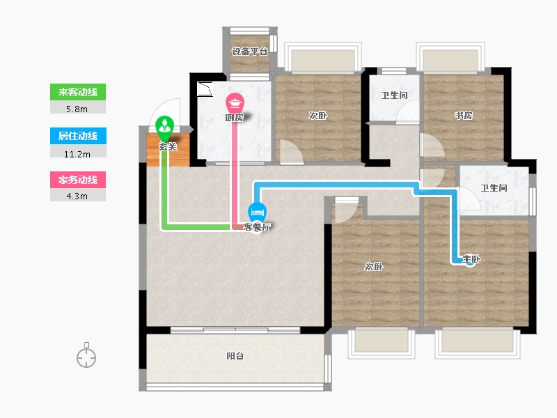 江苏省-常州市-牡丹和府住宅-109.73-户型库-动静线