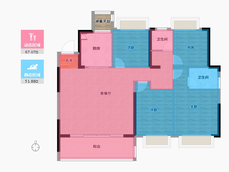 江苏省-常州市-牡丹和府住宅-109.73-户型库-动静分区