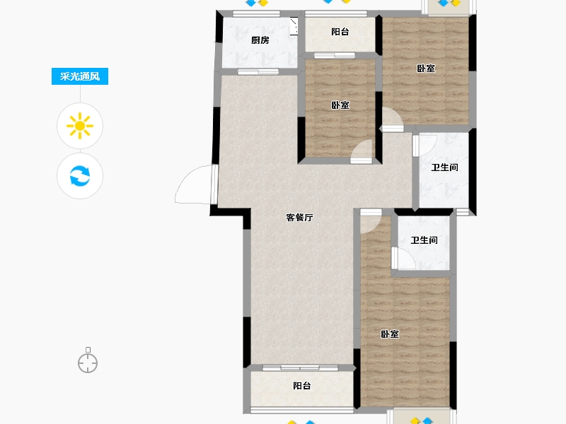 湖北省-襄阳市-襄投欣悦城-107.93-户型库-采光通风