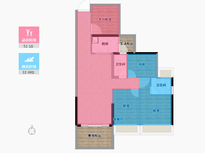 广东省-湛江市-建实帝景银湾-84.69-户型库-动静分区