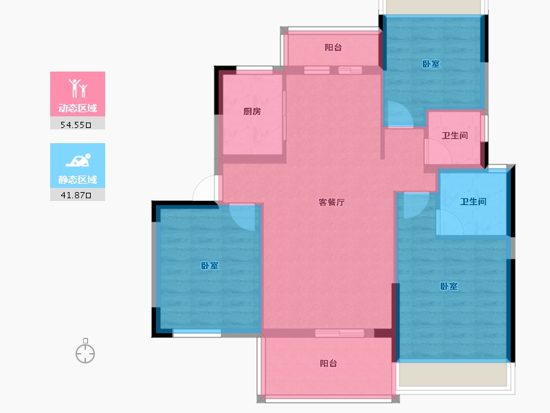 湖北省-咸宁市-鹏成·翰林府-86.48-户型库-动静分区