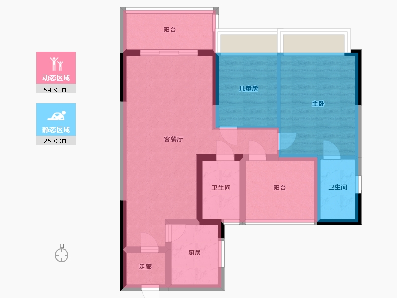 广东省-广州市-碧桂园印象花城-69.99-户型库-动静分区