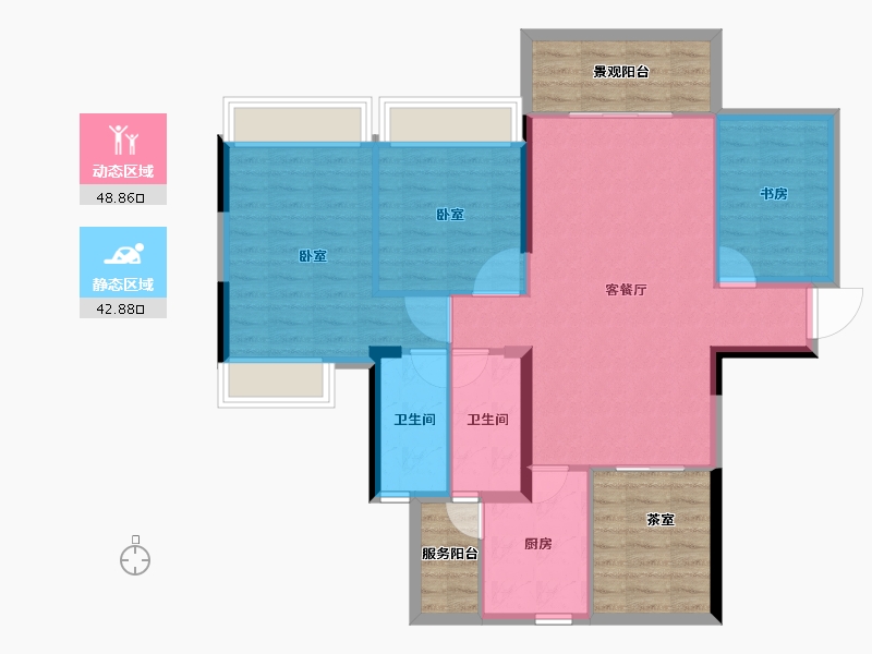 广东省-湛江市-建实帝景银湾-100.70-户型库-动静分区