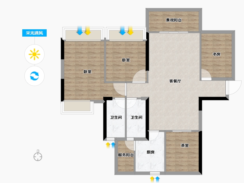 广东省-湛江市-建实帝景银湾-100.70-户型库-采光通风