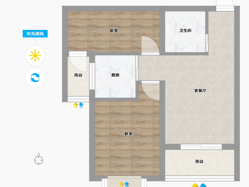 湖北省-武汉市-九坤新城壹号御府-46.21-户型库-采光通风