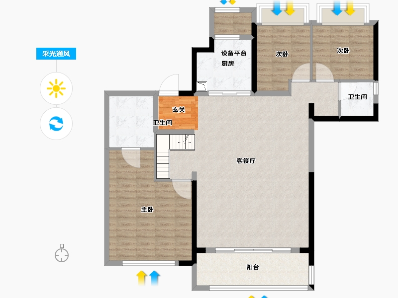 江苏省-常州市-牡丹和府住宅-117.75-户型库-采光通风