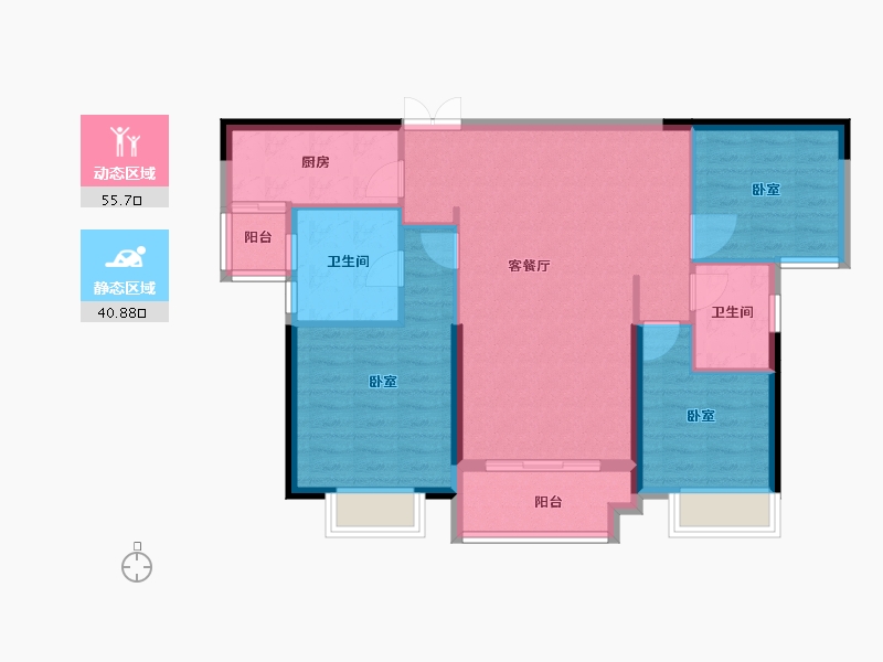 湖北省-宜昌市-巴黎香颂-87.09-户型库-动静分区