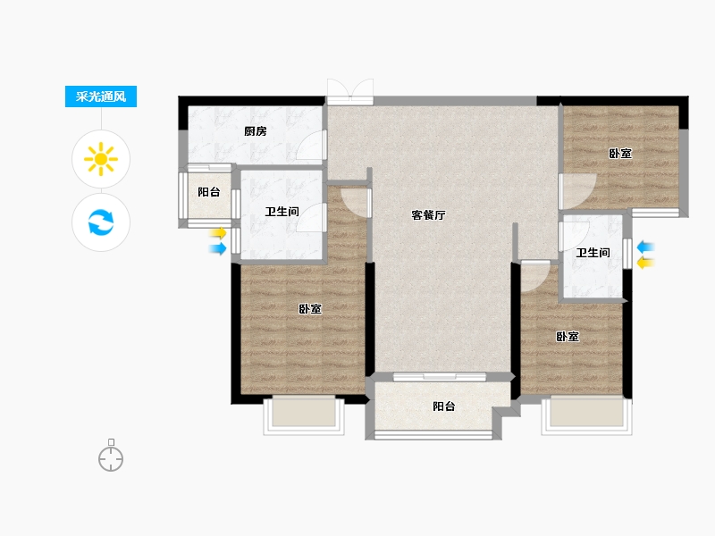 湖北省-宜昌市-巴黎香颂-87.09-户型库-采光通风