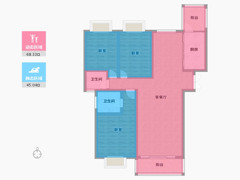 湖北省-黄石市-莲花湖·東景城-100.94-户型库-动静分区