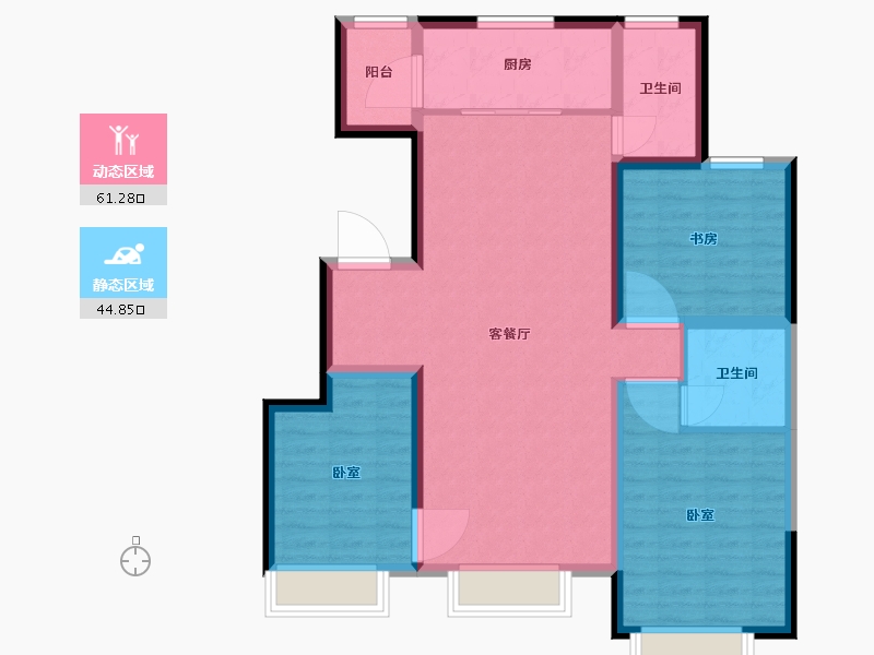 山东省-烟台市-盈科花溪径-95.40-户型库-动静分区