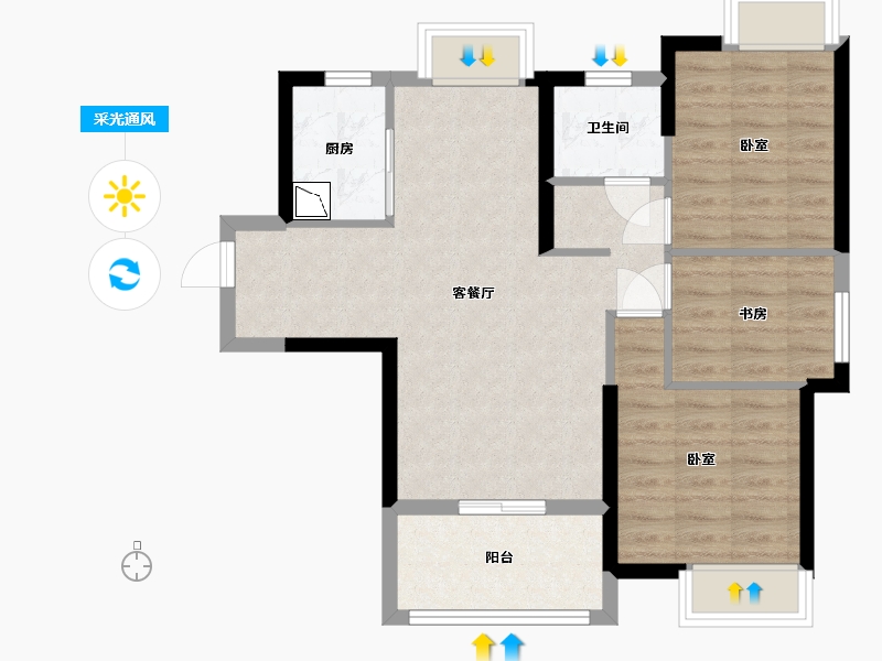 湖北省-武汉市-星光国际-70.71-户型库-采光通风