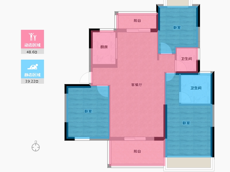 湖北省-咸宁市-鹏成·翰林府-78.47-户型库-动静分区