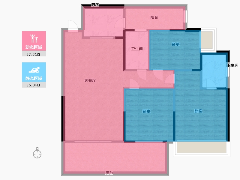 湖南省-衡阳市-阳光金城-85.00-户型库-动静分区