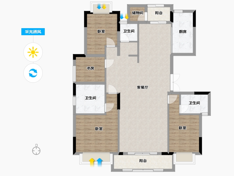 湖北省-武汉市-城投四新之光-129.81-户型库-采光通风