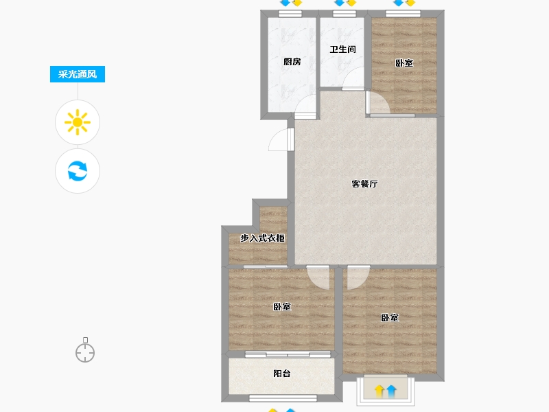 山东省-潍坊市-恒信新悦-74.33-户型库-采光通风