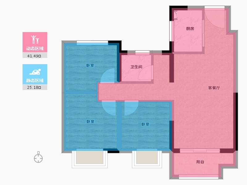 湖北省-襄阳市-新力弘阳公园1873-58.72-户型库-动静分区