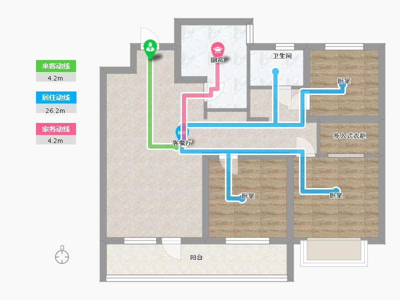 山东省-烟台市-盈科花溪径-76.00-户型库-动静线