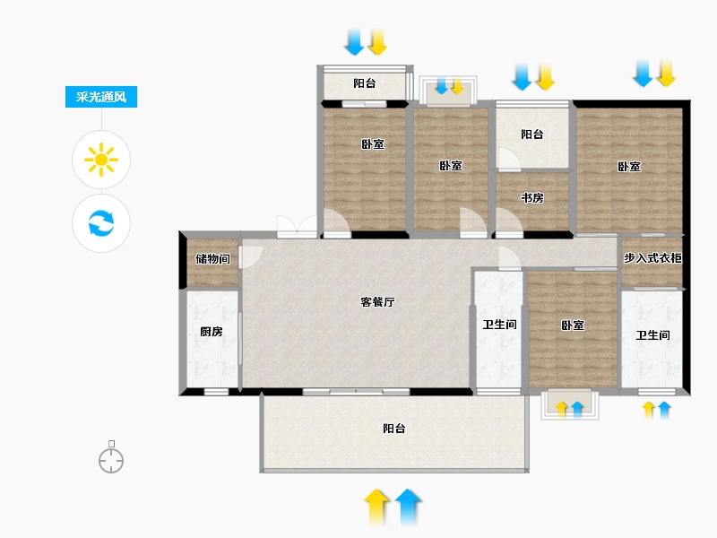 湖北省-宜昌市-CAZ天玺 天阁-160.05-户型库-采光通风