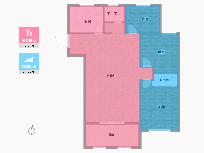 湖北省-黄冈市-翰林学府-95.51-户型库-动静分区