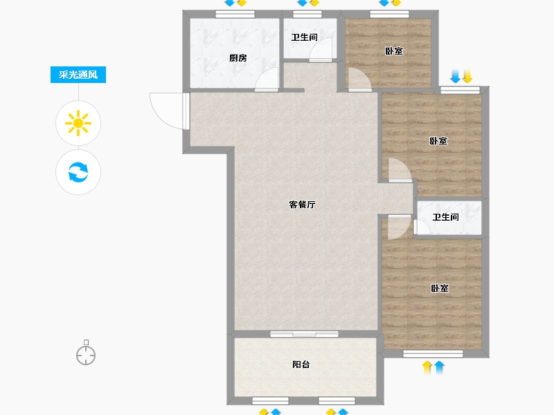 湖北省-黄冈市-翰林学府-95.51-户型库-采光通风