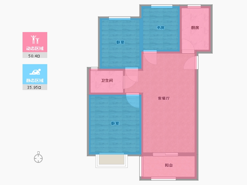 山东省-烟台市-红星国际广场住宅-76.93-户型库-动静分区