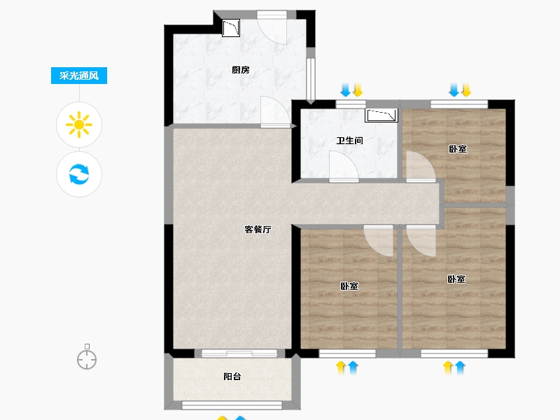 湖北省-武汉市-万科保利联投理想星光-73.00-户型库-采光通风