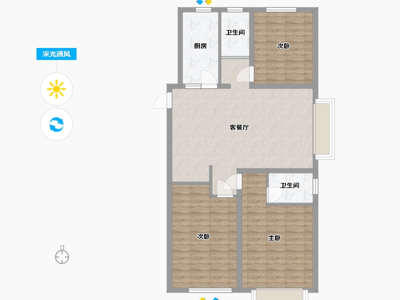 山东省-潍坊市-金鼎世家-92.80-户型库-采光通风