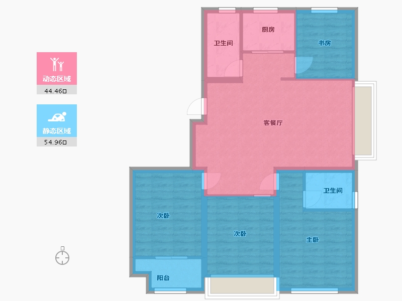 山东省-潍坊市-邦泰郡王府东郡-89.20-户型库-动静分区