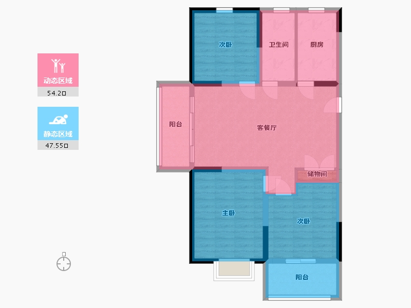 山东省-临沂市-松鹤一品-91.39-户型库-动静分区