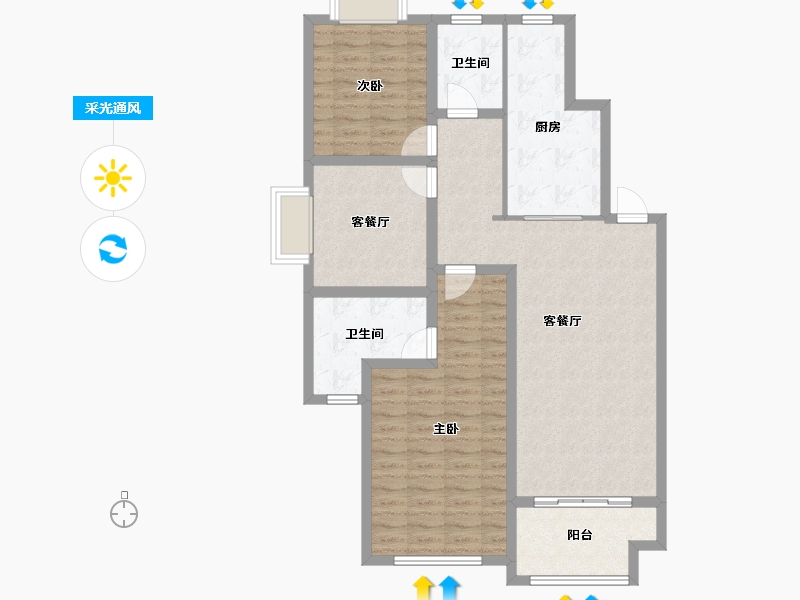 江苏省-徐州市-香缇美墅-100.10-户型库-采光通风