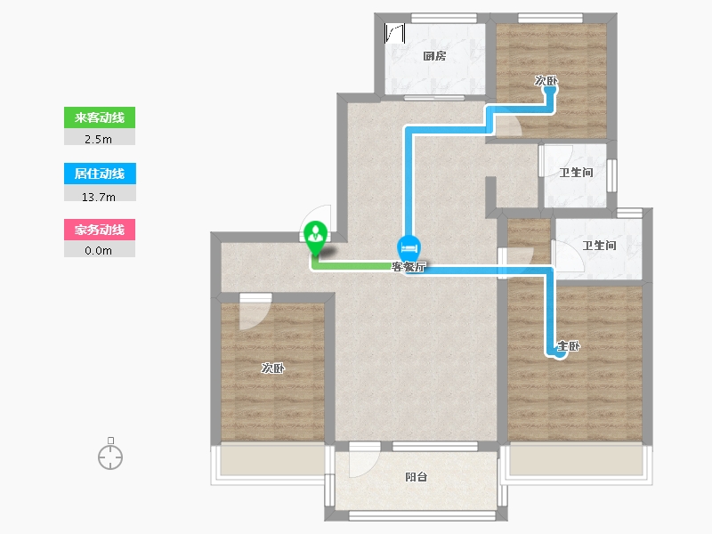 山东省-济宁市-龙城水景苑-86.57-户型库-动静线