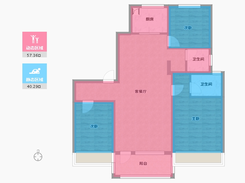 山东省-济宁市-龙城水景苑-86.57-户型库-动静分区