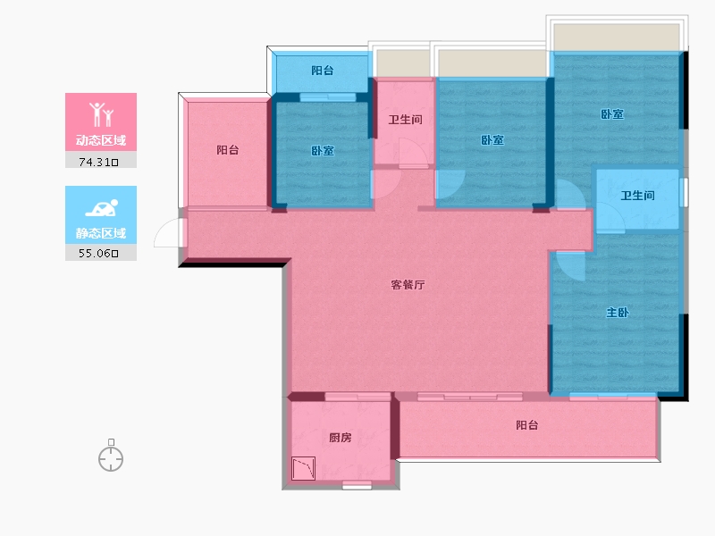 广东省-惠州市-鑫月广场天钻-117.68-户型库-动静分区