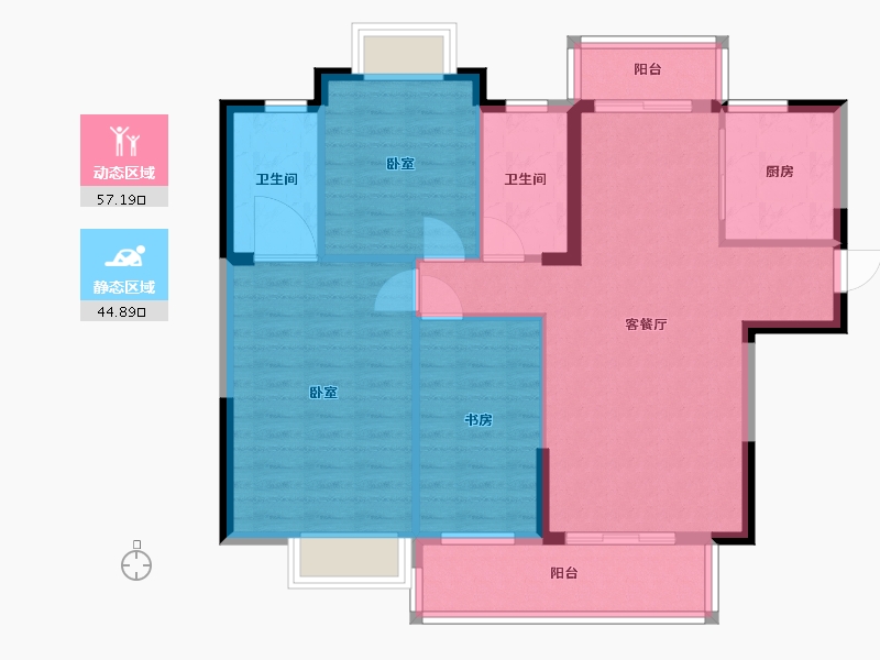 湖北省-武汉市-葛洲坝华庄-92.22-户型库-动静分区